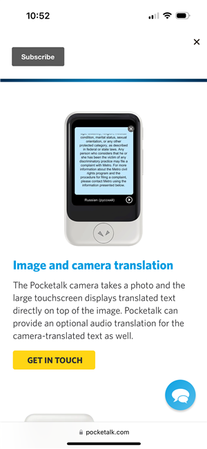 Camera translation